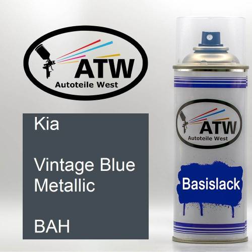 Kia, Vintage Blue Metallic, BAH: 400ml Sprühdose, von ATW Autoteile West.